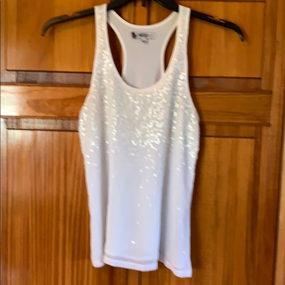 Jennifer Lopez Tops - Jennifer Lopez White sequined Tank Size XS EUC